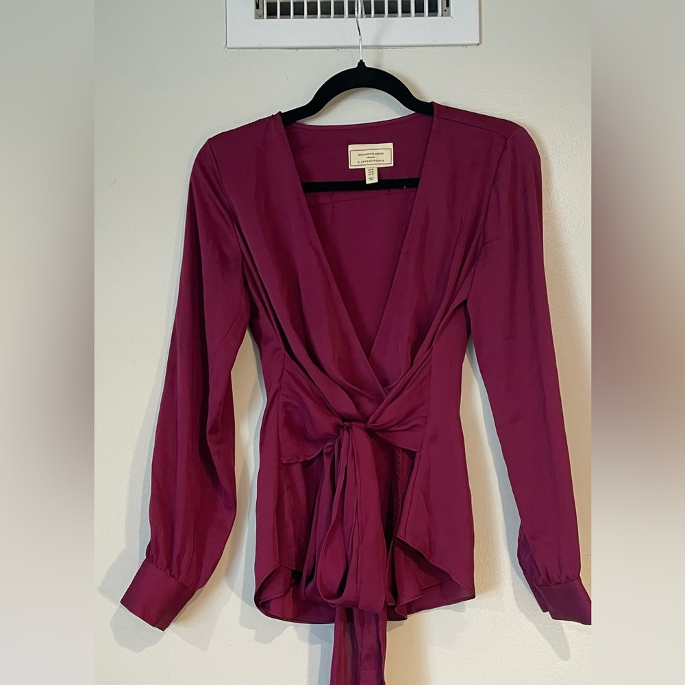 Anthro Moulinette Soeurs Deep Wine Wrap Blouse